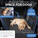 Back Seat Extender for Dogs - Hard Bottom Car Seat Cover for Dogs Holds 400lbs w Seatbelt, Water Bowl & Carry Bag - Nonslip Dog Seat Covers, Waterproof Backseat Dog Hammock for Car SUV Truck - Image 3