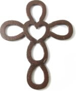 RONYOUNG Cast Iron Cross Horse Shoe Heart 6.25" x 9" Wall Cross(Dark Brown) - Image 5