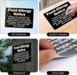 2 Pack Food Allergy Notice Sign 10×7 Inches Caution Warning Sticker Self Adhesive Waterproof Weatherproof Placard for Restaurants Cafe Bar - Image 7