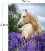 QH 60x80 Inch White Horse Pattern Super Soft Throw Blanket for Bed Couch Sofa Lightweight Travelling Camping Throw Size for Kids Adults All Season - Image 6