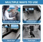 Dog Car Seat Cover for Pets, 100% Waterproof Seat Cover Hammock, 900D Heavy Duty Scratch Proof Nonslip Back Seat Covers for Cars Trucks and SUVs with Mesh Window,Storage Pocket, Gray - Image 7