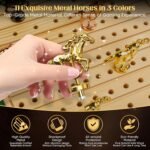 Horse Racing Game, Large Solid Wood Horse Games, Horse Race Board Game with 11 Metal Race Horses, Two Dice and Two Boxes of Cards, Board Games for Adults Suitable for Birthday Parties. - Image 5