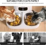 PAWGETHER® Pet Feeder Dual Bowl Accessory, ONLY Suitable for PAWGETHER Automatic Cat Feeder F2 F2S, White Double Bowl Accessory Food Splitter with 2 Stainless Steel Bowls - Image 3
