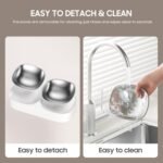 PAWGETHER® Pet Feeder Dual Bowl Accessory, ONLY Suitable for PAWGETHER Automatic Cat Feeder F2 F2S, White Double Bowl Accessory Food Splitter with 2 Stainless Steel Bowls - Image 9