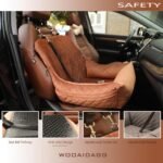 Dog Car Seat,Car Dog Seat for Small Dogs,Dog Booster Car Seat with Seatbelt,Washable Dog Car Travel Bed Easy to Assemble,Comfy Pet Car Seat,Clip-On Safety Leash and Storage Pocket (Brown) - Image 5