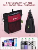 Gobeigo Dog Treat Pouch with Silicone Snack Bag, Front Pocket fits All Phones, 4 Cup Treat Bag with Training Clicker, Upgrade Stronger Magnetic Closure, 3 Ways to Wear Walking Fanny Pack (Red) - Image 5