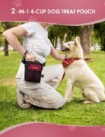 Gobeigo Dog Treat Pouch with Silicone Snack Bag, Front Pocket fits All Phones, 4 Cup Treat Bag with Training Clicker, Upgrade Stronger Magnetic Closure, 3 Ways to Wear Walking Fanny Pack (Red) - Image 7