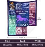 Horse Gifts for Women, Horse Blanket for Girls, Horse Lady Gifts, Horse Gifts for Horse Lovers, Blanket Throws 60" x 50", Christmas Birthday Gifts - Image 3