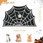 Halloween Pet Mat for Food and Water, Pet Feeding Mat for Dog Cat Bowl Absorbent Anti-Stain Non-Slip Quick Dry Easy Clean Floor Placemat, Pets Accessories Indoor (Spider Web) - Image 6