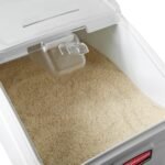 Rubbermaid Commercial Products ProSave Shelf-Storage Ingredient Bin With Scoop, 600-Cup capacity, Plastic, White, Sliding Lid, Container with Wheels for Kitchen/Restaurant Food Organization - Image 8