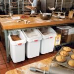 Rubbermaid Commercial Products ProSave Shelf-Storage Ingredient Bin With Scoop, 600-Cup capacity, Plastic, White, Sliding Lid, Container with Wheels for Kitchen/Restaurant Food Organization - Image 9