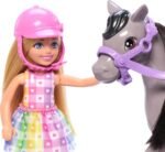 Barbie Chelsea Doll & Toy Horse Set, Includes Helmet Accessory & Saddle, Doll Bends at Knees to “Ride” Gray Pony - Image 3