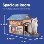 Cat Beds for Indoor Cats, Cardboard Cat House with Scratchers, Onsen Hotel, Large Sturdy Cat Furniture Condo Cave Tent, Easy to Assemble Pet Toys Accessories Stuffs, Bunny Small Animals - Image 4