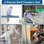 No Mess Bird Feeder Pack of 4 Automatic Parrot Water Dispenser Acrylic Adjustable Parakeet Seed Food Container Cage Accessories Drinker for Lovebirds Finches Budgies Canaries - Image 7