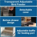 No Mess Bird Feeder Pack of 4 Automatic Parrot Water Dispenser Acrylic Adjustable Parakeet Seed Food Container Cage Accessories Drinker for Lovebirds Finches Budgies Canaries - Image 9