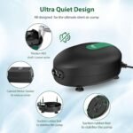 AQQA Aquarium Air Pump Whisper Aerator Pump Powerful Fish Tank Air Pump Dual Outlets Oxygen Pump Adjustable Airflow Bubblers with Air Stone Tubes Check Valves (8W for Up to 160Gal Tank) - Image 3