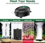 AQQA Aquarium Air Pump Whisper Aerator Pump Powerful Fish Tank Air Pump Dual Outlets Oxygen Pump Adjustable Airflow Bubblers with Air Stone Tubes Check Valves (8W for Up to 160Gal Tank) - Image 7