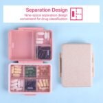 9-Grid Pill Organizer,Portable Pill Box,Large Capacity Compartments,Travel Pill Container,Medicine Dispenser,Pill Purse,Pill Case for Vitamins, Fish Oils or Supplements（Grey） - Image 5