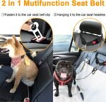 Chew Proof Dog Car Seat Belt, 2 in 1 Steel Cable Dog Car Accessories Headrest Restraint Dog Car Seatbelt for Medium Large Dogs Chewer Heavy Duty Dog Seatbelts for Cars Swivel Attach - Image 5