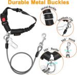 Chew Proof Dog Car Seat Belt, 2 in 1 Steel Cable Dog Car Accessories Headrest Restraint Dog Car Seatbelt for Medium Large Dogs Chewer Heavy Duty Dog Seatbelts for Cars Swivel Attach - Image 6