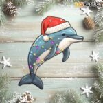 Dolphin Ornaments for Christmas Tree, Wooden Dolphin Christmas Ornament, Sea Animal Hanging Ornament, Dolphin Christmas Decor, Dolphin Lover Gifts for Christmas - Image 3