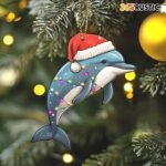 Dolphin Ornaments for Christmas Tree, Wooden Dolphin Christmas Ornament, Sea Animal Hanging Ornament, Dolphin Christmas Decor, Dolphin Lover Gifts for Christmas - Image 4