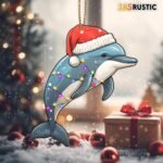 Dolphin Ornaments for Christmas Tree, Wooden Dolphin Christmas Ornament, Sea Animal Hanging Ornament, Dolphin Christmas Decor, Dolphin Lover Gifts for Christmas - Image 8