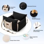 Dog Car Seat for Small Dogs - Waterproof Pet Booster Seat for Car with Clip-On Safety Leash, Soft Travel Carrier for Puppy up to 25 lbs, Memory Foam Filling and 2 Adjustable Buckles, Black - Image 4