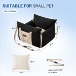 Dog Car Seat for Small Dogs - Waterproof Pet Booster Seat for Car with Clip-On Safety Leash, Soft Travel Carrier for Puppy up to 25 lbs, Memory Foam Filling and 2 Adjustable Buckles, Black - Image 6