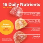 SmartyPants Kids Multivitamin Gummies - Improved Formula: Omega 3 (DHA/EPA), Vitamins D3, C, B12, B6, Vitamin A, K & Zinc, Gluten Free, Three Fruit Flavors, 60 Count (30 Day Supply) - Image 8