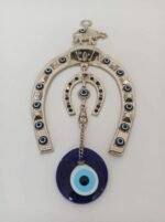 Turkish Silver Horse Shoe Blue Evil Eye Wall Hanging Ornament with Elephant - Turkish Nazar Bead Amulet – Home Protection and Good Luck Charm Gift in a Box - Image 4