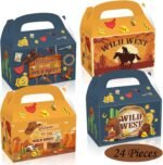 24 Pack Western Cowboy Favor Gift Boxes - Wild West Cowboy Birthday Party Supplies Decoration Horse Party Favor Goodie Bags Candy Treat Gift Box - Image 3
