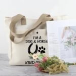 BDPWSS Horse Lover Gift I'm a Dog And Horse Kind Of Girl Tote Bag Paw Print Horseshoe Gift Dog Lover Gift Horse Trainer Gift - Image 6
