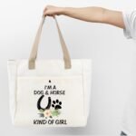 BDPWSS Horse Lover Gift I'm a Dog And Horse Kind Of Girl Tote Bag Paw Print Horseshoe Gift Dog Lover Gift Horse Trainer Gift - Image 8