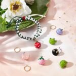 CHGCRAFT 14Pcs 7 Styles Pet Collar Bells Brass Cherry Panda Frog Strawberry Charm Cat Collar Bell Pet Pendant Accessories with Stainless Steel Double Loops Jump Rings for Potty Training - Image 5
