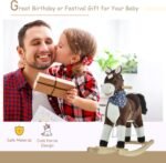 Qaba Kids Plush Ride-On Rocking Horse Toy Cowboy Rocker with Fun Realistic Sounds for Child 3-6 Years Old, Brown - Image 4