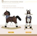 Qaba Kids Plush Ride-On Rocking Horse Toy Cowboy Rocker with Fun Realistic Sounds for Child 3-6 Years Old, Brown - Image 5