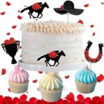 60 Pcs Derby Party Food and Appetizer Picks Animal Horse Dessert Cupcake Toppers Equestrian Theme Kentucky Horse Race Party Supplies for Birthday Party Cake Decorations - Image 5