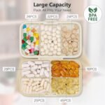 FYY Weekly Pill Organizer with Labels,8 Compartments Travel Daily Pill Case Airtight Moistureproof Large Pill Box to Hold Vitamins, Fish Oil, Supplements,Cotton Swab and Bandages-Beige - Image 3