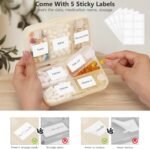 FYY Weekly Pill Organizer with Labels,8 Compartments Travel Daily Pill Case Airtight Moistureproof Large Pill Box to Hold Vitamins, Fish Oil, Supplements,Cotton Swab and Bandages-Beige - Image 5