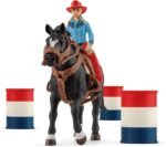 Schleich Farm World 3-Barrel Rodeo Racing Playset - Cowgirl Rodeo Racing Toy Set with Horse, Realistic Western Rodeo Farm Animal Toys and Accessories, 7-Piece Kids Toy for Boys and Girls - Image 3