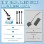Electric Fish Tank Cleaner, Aquarium Spin Cleaning Brush, IPX8 Waterproof Aquarium Gravel Cleaner & Water Changer, Aquarium Clean Spin Scrubber & Algae Scraper Tools Kit with Adjustable Handle - Image 6