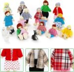 ONEST 20 Pieces Wooden Dollhouse Family Set Mini People Figures Dog Cat Sets Dollhouse Dolls Wooden Doll Family Pretend Play Figures Accessories for Pretend Dollhouse Toy - Image 3