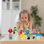 ONEST 20 Pieces Wooden Dollhouse Family Set Mini People Figures Dog Cat Sets Dollhouse Dolls Wooden Doll Family Pretend Play Figures Accessories for Pretend Dollhouse Toy - Image 7