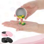 2PCS Metal Portable Pill Organizer Holder Travel Pocket Medicine Pill Container Box Dispenser Waterproof Round Daily Small Pill Storage Case Purse for Weekly Vitamin Supplements Fish Oil - Image 8