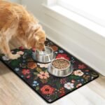 Dog Food Mats for Floors, Absorbent Quick Dry Pet Cat Food Mat, Dog Bowl Mats for Food and Water Dispenser Mat, Eco-Friendly Dog Accessories Pet Supplies 16"x24" - Image 3