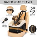 PETSFIT Small Dog Car Seat, Waterproof PU Leather Dog Booster Car Seat with Patented Safe Buckles, Detachable Dog Seat Belt for Car, Dog Car Seat Medium Sized Dog up to 30 lbs (Black) - Image 5