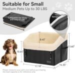 PETSFIT Small Dog Car Seat, Waterproof PU Leather Dog Booster Car Seat with Patented Safe Buckles, Detachable Dog Seat Belt for Car, Dog Car Seat Medium Sized Dog up to 30 lbs (Black) - Image 6