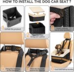 PETSFIT Small Dog Car Seat, Waterproof PU Leather Dog Booster Car Seat with Patented Safe Buckles, Detachable Dog Seat Belt for Car, Dog Car Seat Medium Sized Dog up to 30 lbs (Black) - Image 7