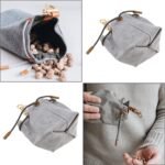 Create idea Dog Treat Pouch Cleanable Dog Treat Training Bag with Clip and Drawstring Pet Snack Bag Food Storage for Dog Training Outdoor Activities Walking Grey - Image 4